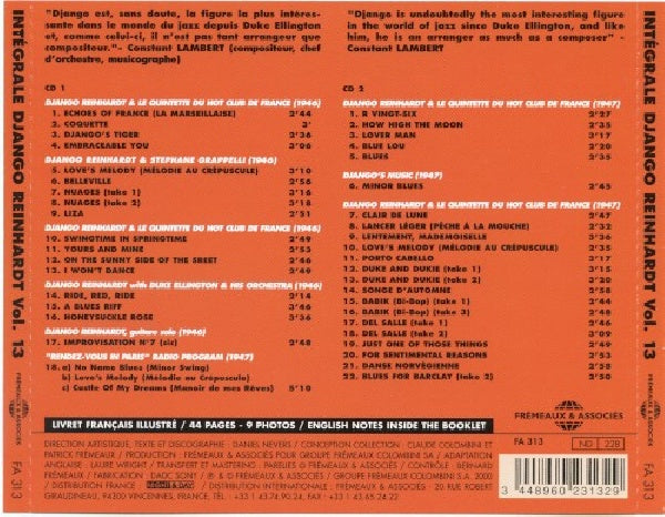 Django Reinhardt - Integrale vol.13 - echoes of france (Complete Django Reinhardt 1946-1947 CD)