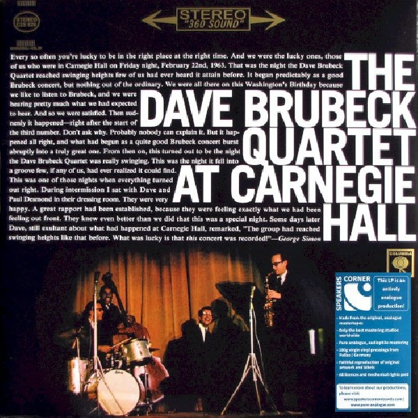 Dave Brubeck -quartet- - At carnegie hall (Noble Gatefold Sleeve, Gatefold Sleeve LP)