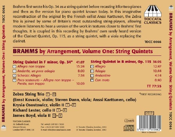 Johannes Brahms - Brahms by arrangement v.1 (CD)