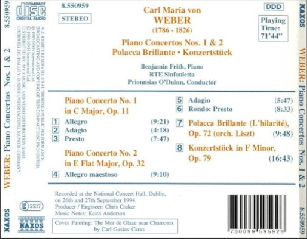 C.m. Von Weber - Piano concerts nos. 1 & 2 (-Piano:Benjamin Frith/Rte Sinfonietta/O Duinn CD)