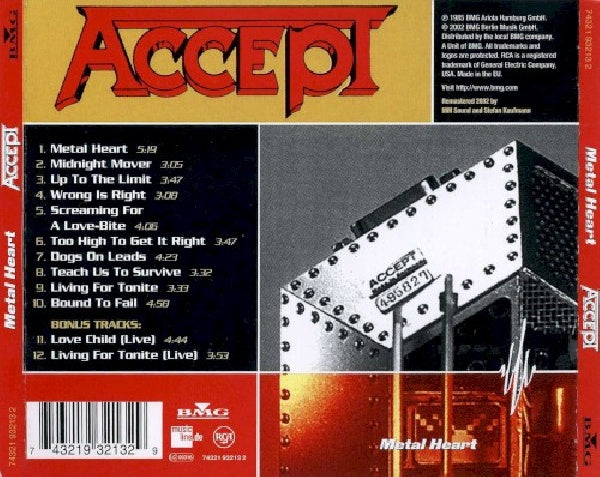 Accept - Metal heart (Incl. 2 Live Bonus Tracks CD)