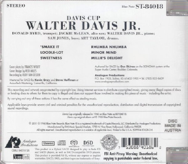 Walter Davis -jr.- - Davis cup (Hybrid Stereo Sacd CD)