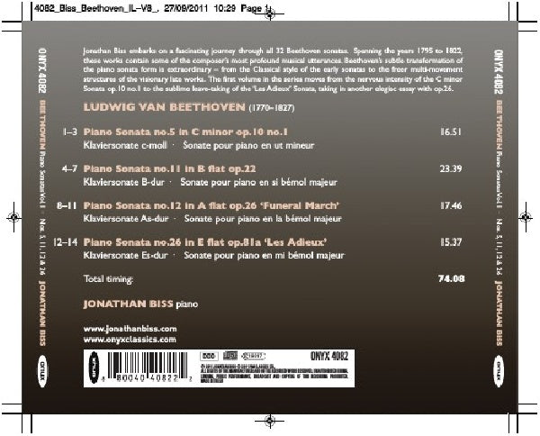 Jonathan Biss - Beethoven: piano sonatas vol.1 no.5,11,12,26 (CD)