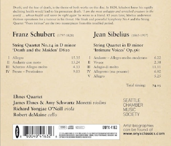 Ehnes Quartet - Schubert: death and the maiden/sibelius: intimate voice (.. Maiden/Sibelius: Intimate Voices CD)