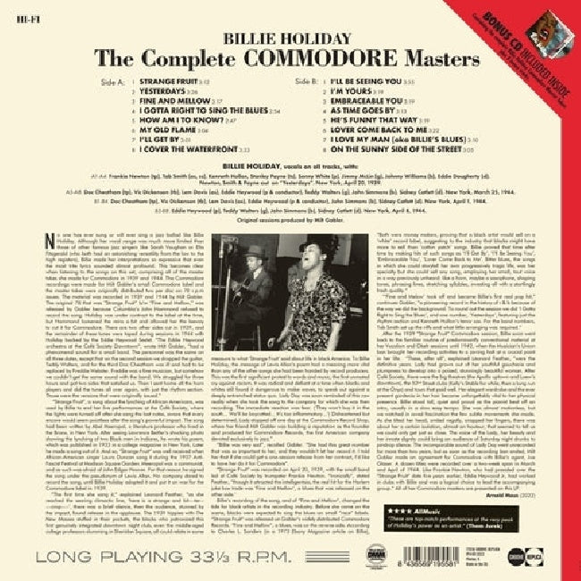 Billie Holiday - Complete commodore masters (.. Masters / Bonus CD LP)