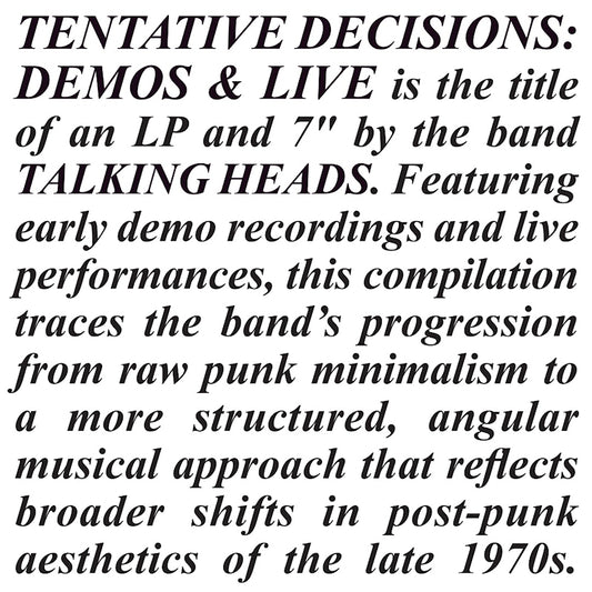 Talking Heads - Tentative decisions: 1974-1976 (Black Friday LP)