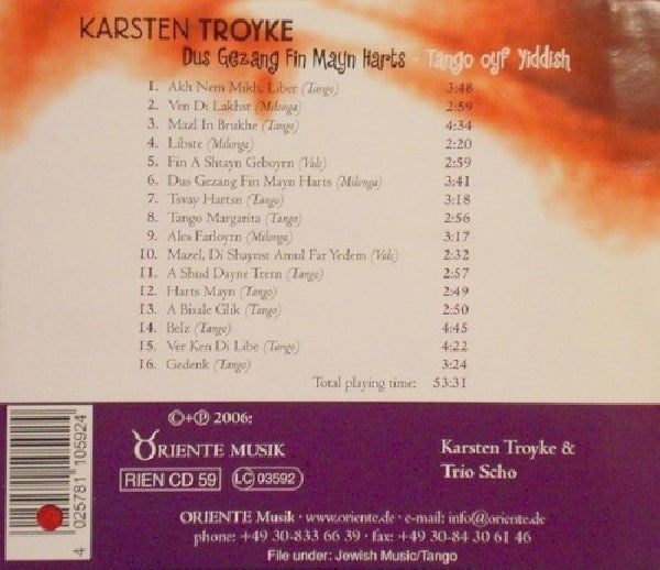 Karsten Troyke - Dus gezang fin mayn harts (CD)