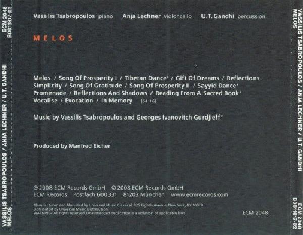 Tsabropoulos & Lechner - Melos (Tsabropoulos, Vassilis / Anja Lechner CD)