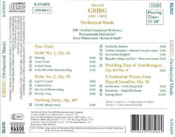 Edvard Grieg - Peer gynt/holberg suite (CD)