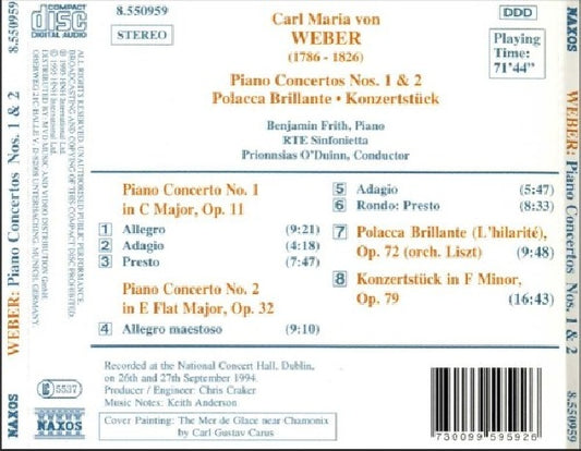 C.m. Von Weber - Piano concerts nos. 1 & 2 (-Piano:Benjamin Frith/Rte Sinfonietta/O Duinn CD)