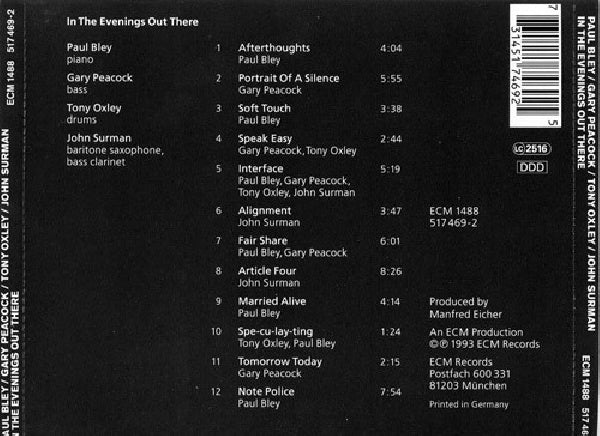 Paul Bley - In the evenings out there (W/ Gary Peacock, Tony Oxley, John Surman CD)