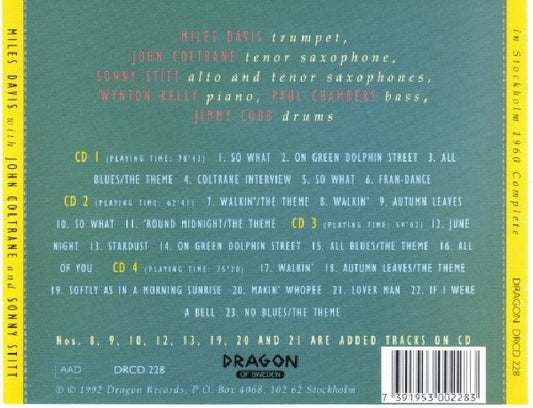 Miles Davis -quintet- - In stockholm 1960 complet (W/John Coltrane/Sonny Stitt CD)