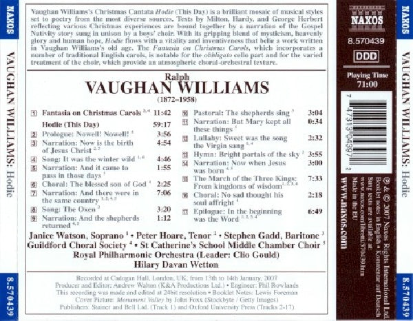 R. Vaughan Williams - Hodie (Royal P.O./Wetton CD)