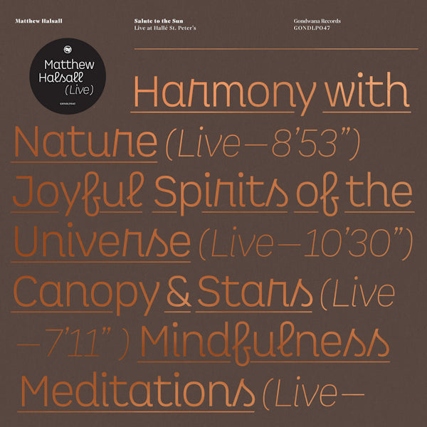 Matthew Halsall - Salute to the sun: live at halle st. peter's (.. Live At Halle? St. Peter's LP)