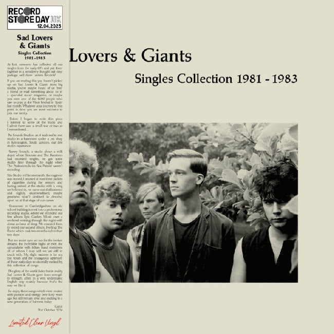 Sad Lovers and Giants - Singles Collection 81-83 (Clear (Replica) Ticket, Obi Strip, Coloured Vinyl, Rsd LP)