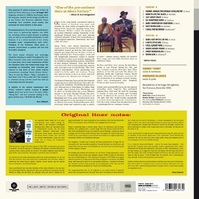 Sonny Terry & Mc Ghee - At sugar hill (2 Bonus Tracks/ 180gr., High Quality LP)