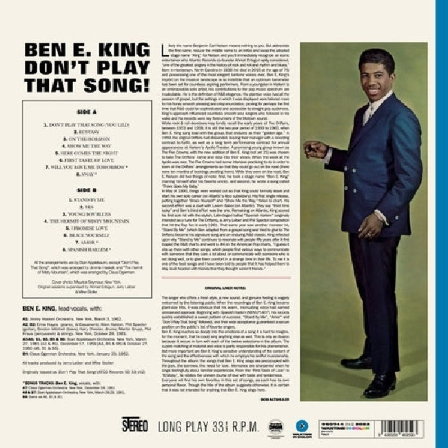 Ben E. King - Don't play that song! (.. That Song! / 180gr. Red Vinyl / Incl. 4 Bonus Tracks, High Quality, Coloured Vinyl LP)