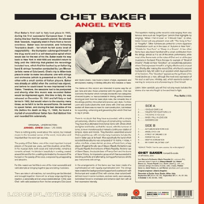 Chet Baker - Angel eyes (180gr. Red Vinyl / Incl. 1 Bonus Track, High Quality, Coloured Vinyl LP)